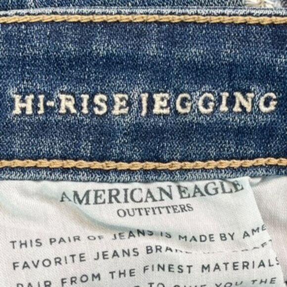 American Eagle Hi-Rise Jegging Distressed Ripped Super Stretch X Size 8 X-Long - Picture 9 of 10